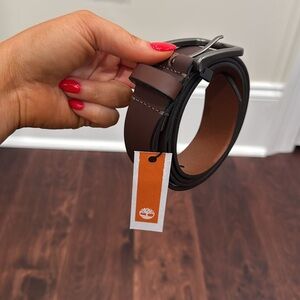 NWT Timberland Men's Leather Belt Dark Chocolate Brown Size 38